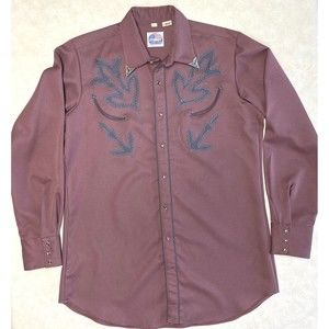 Vintage Miller Western Wear Purple Gray Embroidered Rodeo Shirt Large USA